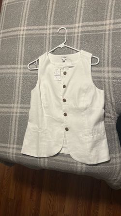 J.Crew White Button-Front Vest