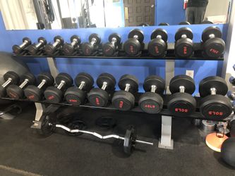 5-50lb dumbbell set with rack included!