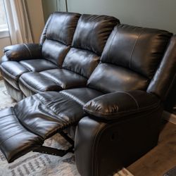 Brown Reclining Leather Sofa
