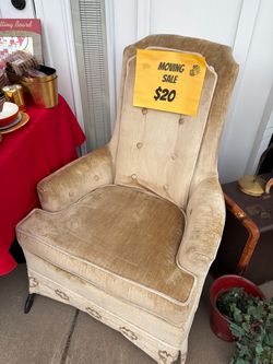 Vintage High-Back Tufted Armchair