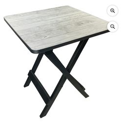 Ozark Trail 19-inch Plastic Folding Outdoor Camp Side Table, Gray Wood Grain