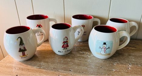 Lot of 6 Rae Dunn Coffee Mugs Christmas Artisan Collection By Magenta