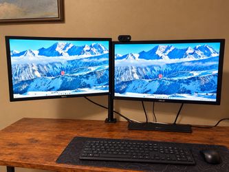 Dual Monitor Setup – Dell & ASUS Monitors, Dual Monitor Arm & Docking Station