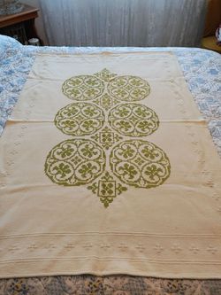 Vintage German embroidered table runner with unique edging. Like new