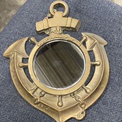 Vintage Brass Anchor Nautical Wall Mirror 