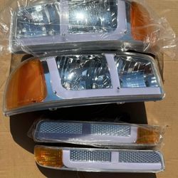 99-06 Gmc Sierra Yukon LED DRL Headlights Luces Micas Calaveras Faros Faroles Focos Headlamps 