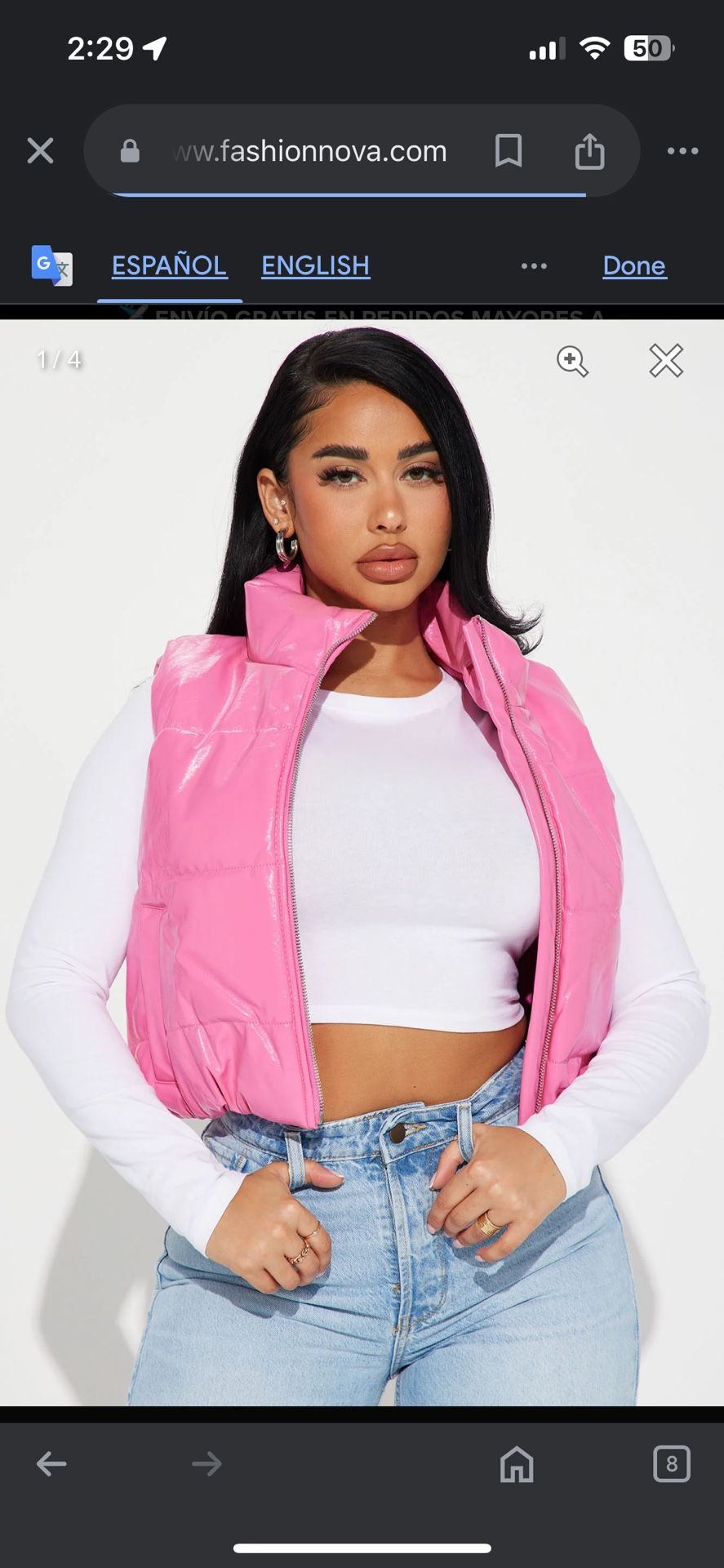Women’s Fashion nova pink puffer vest size S