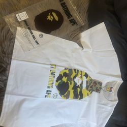 BAPE YELLOW CAMO TEE Bape , Yellow Camo , White , T-shirt