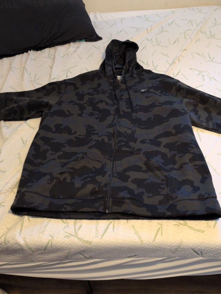Reebok 5xl Camouflage Zipper Hoodie Sweater