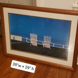 Beach Poster in a Oak Wood Frame