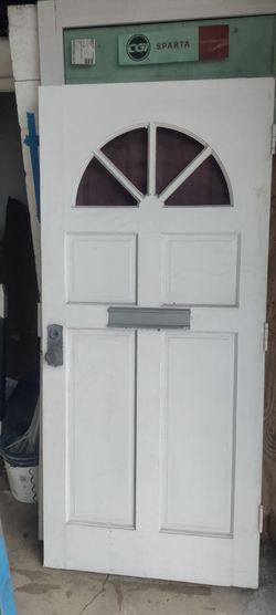 Exterior wood door top light mail slot approximately 36x79 $100