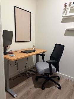Electric Standing Desk with Oak Top