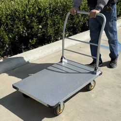 New In Box 1600 Lbs Capacity Commercial Grade 36x24 Inch Platform Foldable Flatbed Push Cart Dolly Heavy Duty Wheels 