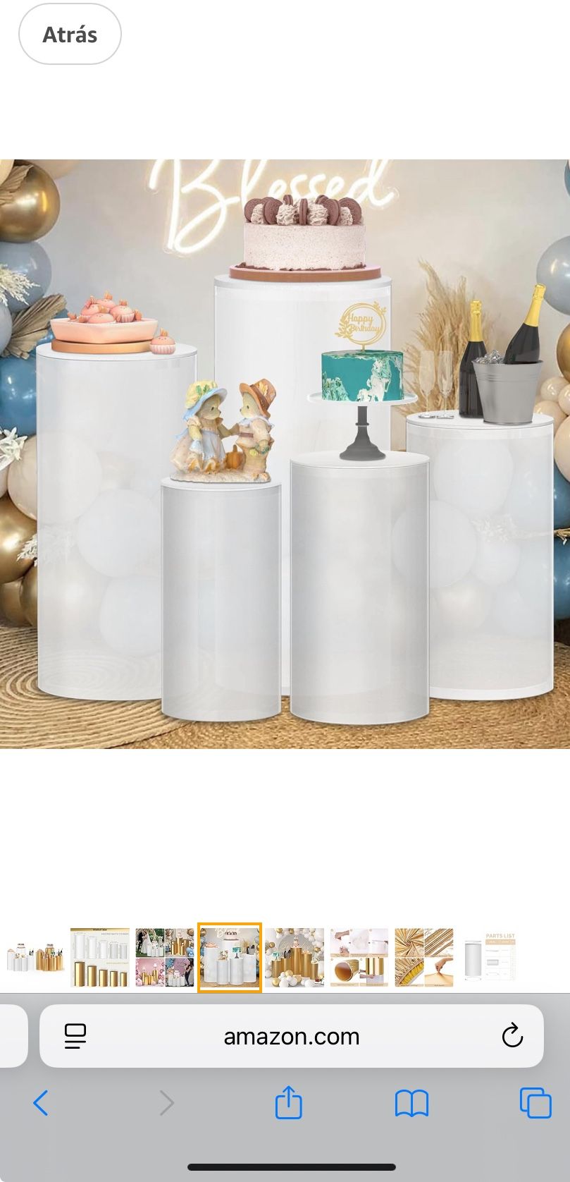 Lmaqfum Clear Cylinder Stands 5 pc With golden covers