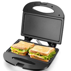 Aigostar Sandwich Maker with Non-stick Deep Grid Surface for Egg, Ham, Steaks Compact Electric Grill Tostadora de Pan Black, ETL Certificated, Roy