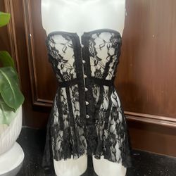 Elegant Black corset Lace-Up Lingerie goth princess fairy