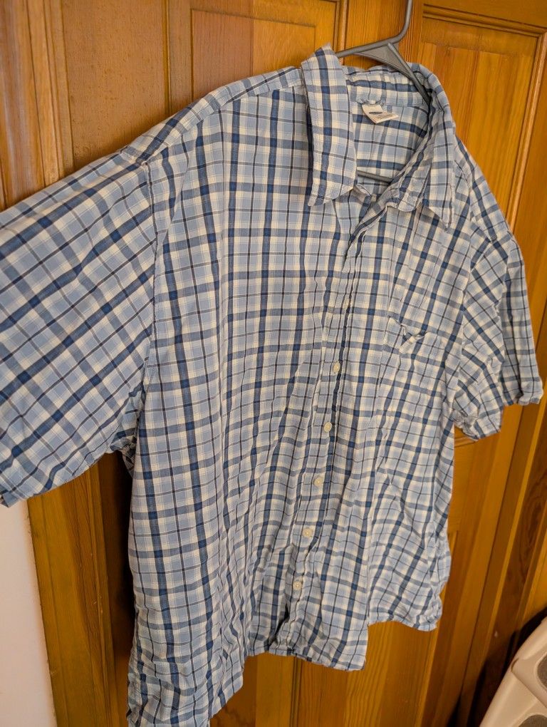 Old Navy Men's XXL Button Down Shirt Blue White Stripes