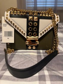 MICHAEL KORS Whitney Small Studded Tri-Color Saffiano Leather Shoulder Bag