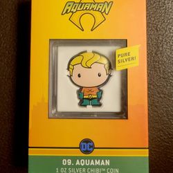 Aquaman 1 Oz SILVER Coin 2021 Chibi New