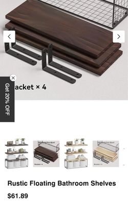 Floating rustic wooden shelves 3 pc
