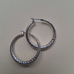 Sterling Silver 2"round Hoop Earrings 