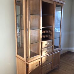Like New- Natural Wood China Cabinet