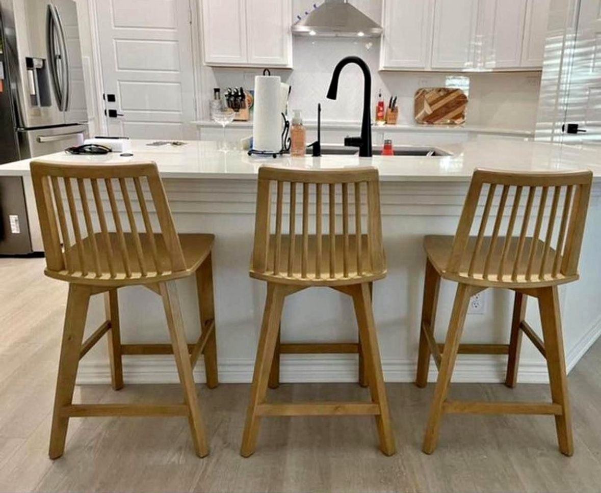 3 wooden stools