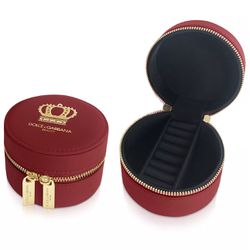 Dolce & Gabbana Beauty Deep Red Small Round Jewelry Travel Case 