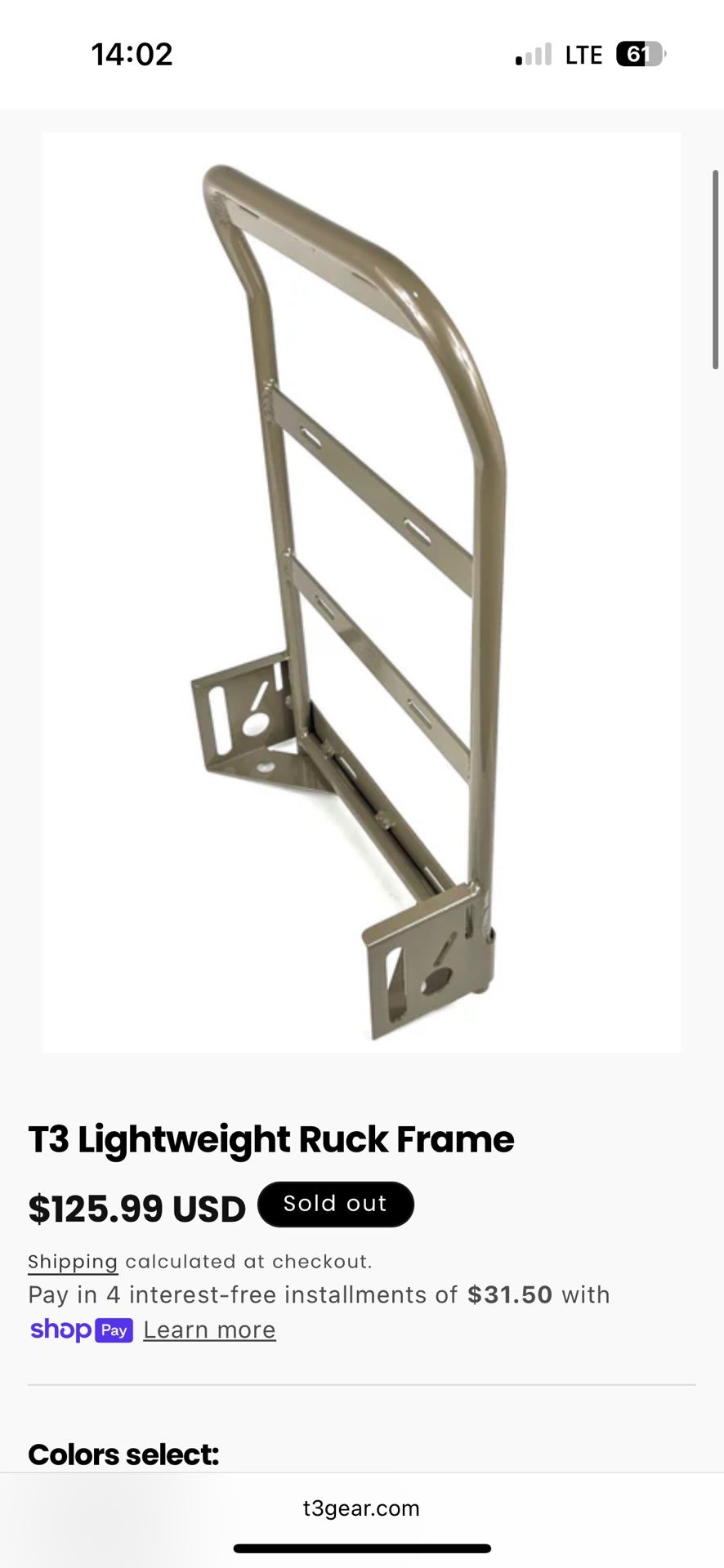 T3 Pack Frame
