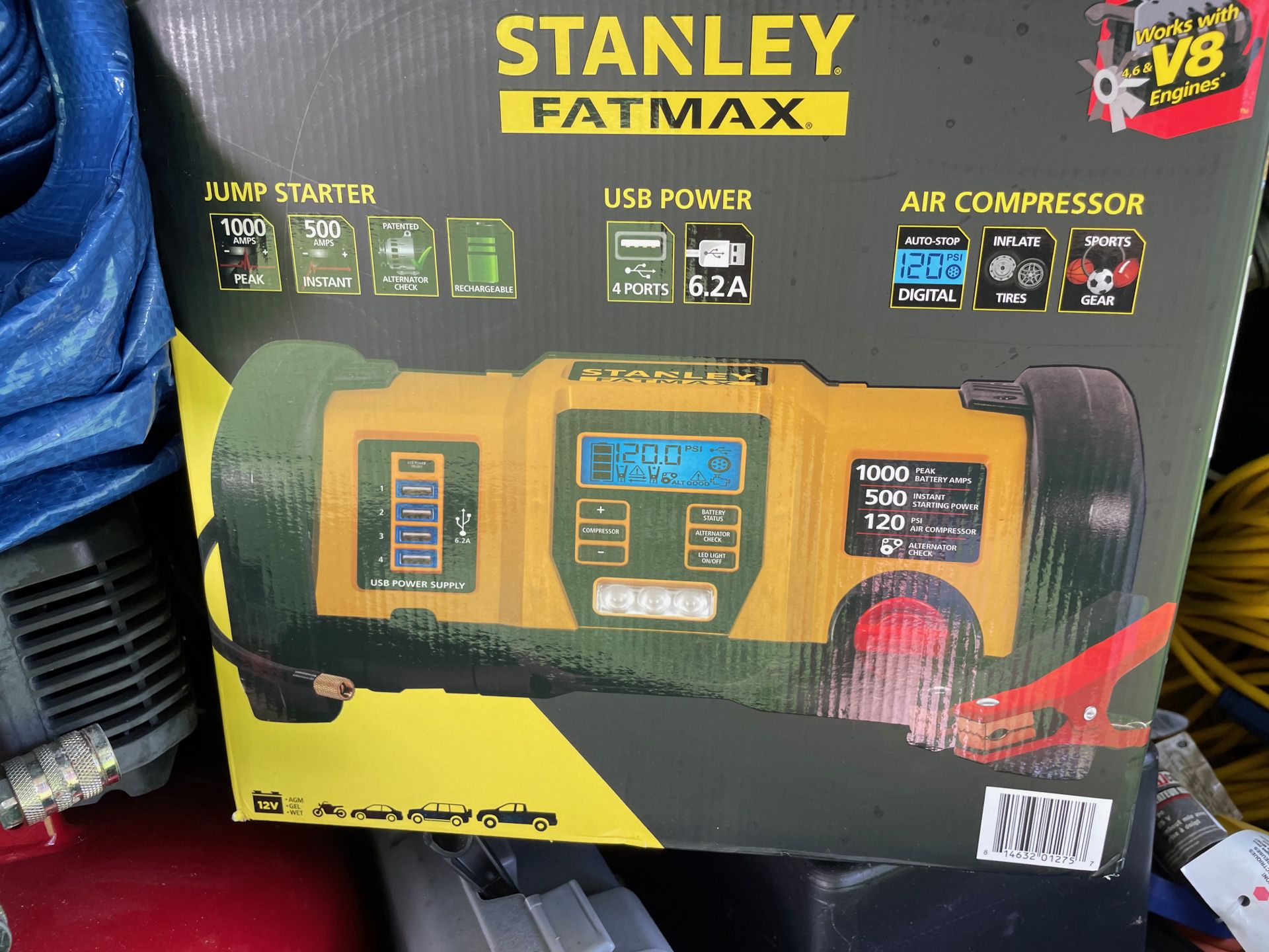 Stanley Fatmax Combo Air Compressor, Jumpstarter