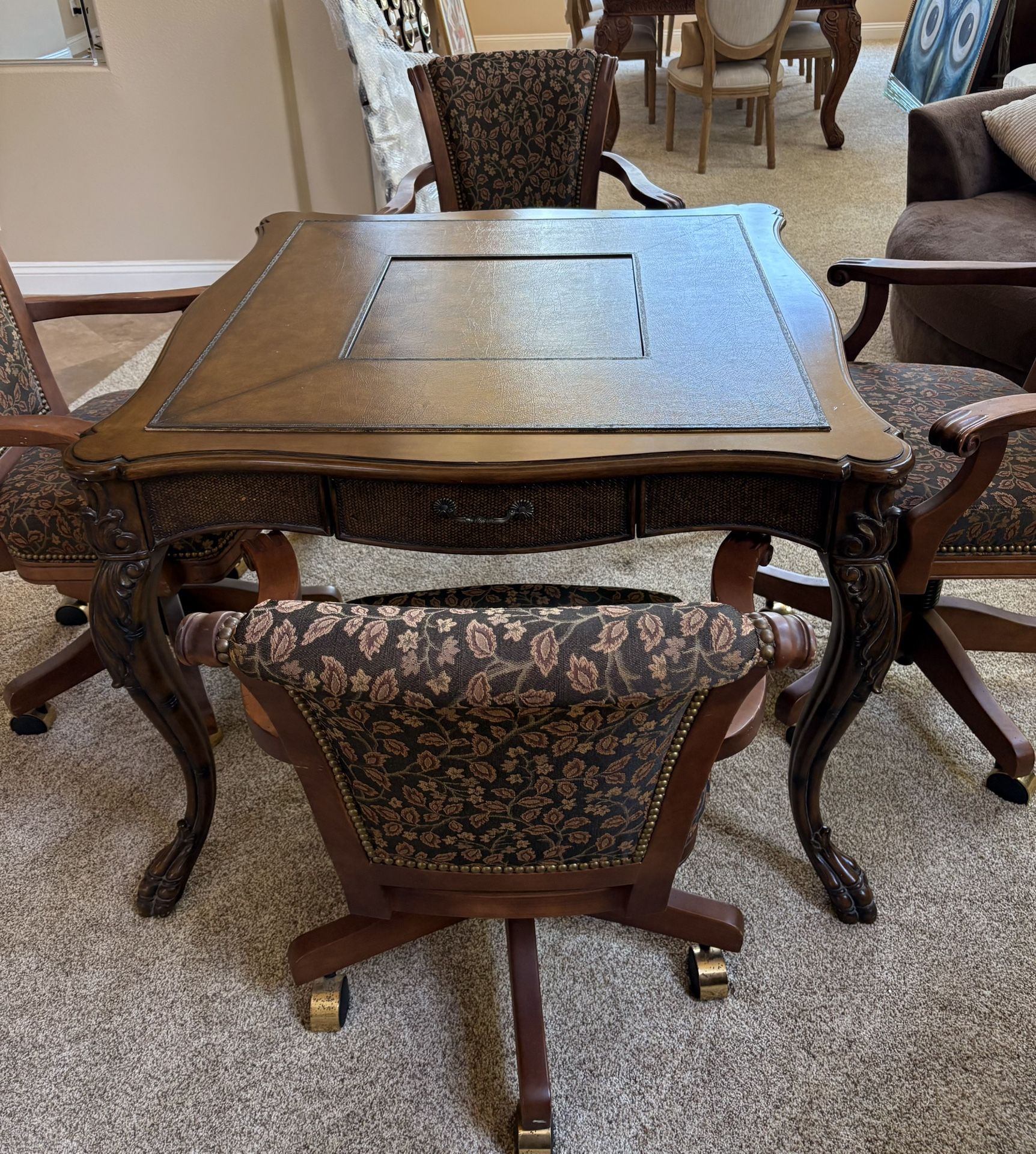 Wooden Game Table W/4 Chairs