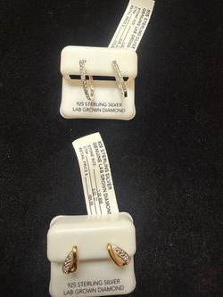 925 Sterling Silver Lab Grown Diamond Earrings Set