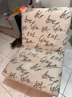 Accent Chair with Script Print Fabric