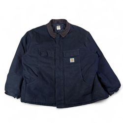 Vintage Carhartt Work Jacket Mens XL Black Canvas Paint St