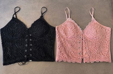 2 New Lace Corset Crop Tops – Size Large – $15 for