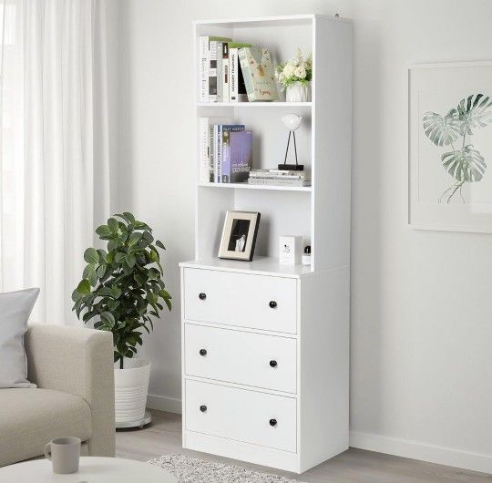 3-Tier Modern Bookshelf with 3 Large Drawer