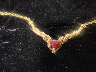 14k Gold And Pink Tourmaline/Diamond Necklace