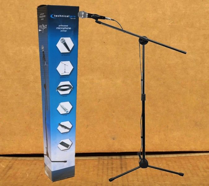 Professional Mic Stand Microphone Clip Tripod Holder Cable 1/4" Adapter Karaoke DJ Live 🚨 Payment Options Available 🚨 No Credit Needed 🚨