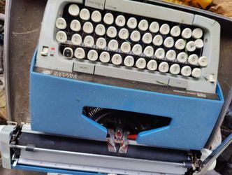 Vintage Smith Corona Blue Teal Gray Galaxie Twelve Typewriter