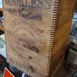 Castor oil antique shipping crate wooden box