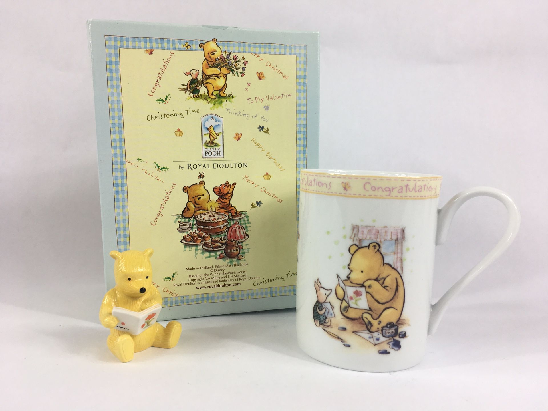 Disney Classic Winnie The Pooh Royal Doulton “Congratulations” Gift Set NEW!