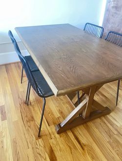 Modern Walnut Dining Table with 4 Chairs