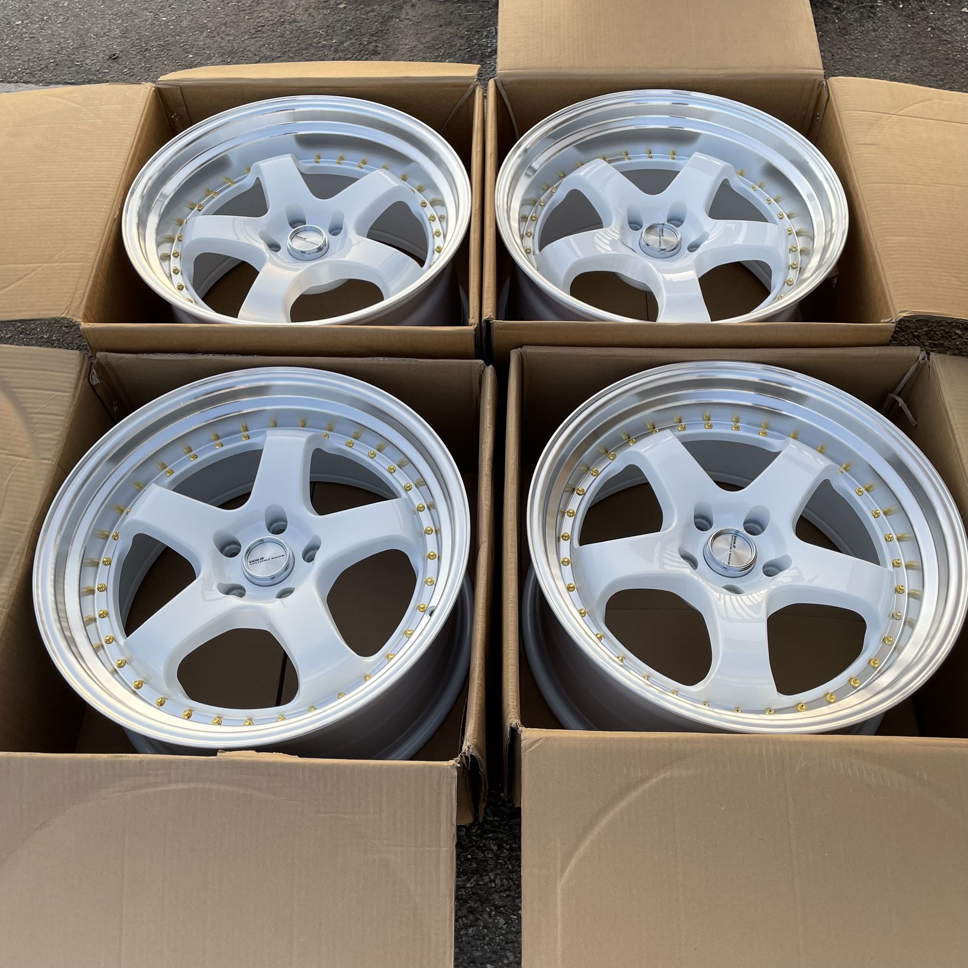 NEW 19” Work Meister S1 Style Forged Replica Wheels Staggered Set 19x9.5 +22 19x10.5 +25 (5x114.3) 4X Brand New Wheels Fits Most Toyota Lexus Subar