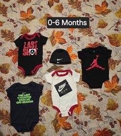 Nike Jordan Baby Onesies and Hat Set 0-6 Months