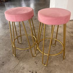 Pink Velvety Bar Stools 