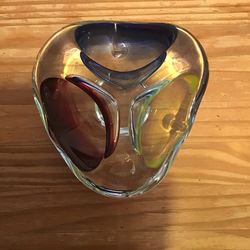 Collector Of Italian Murano Vintage Tri Color Catchall 