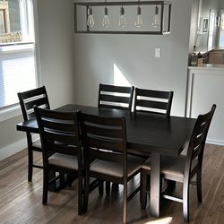 Wooden Dining Table And 6 Chairs Set