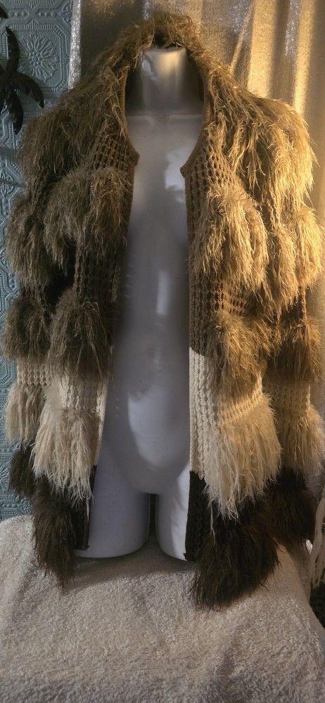Fringe Cardigan Sweater Janis JoplinVibes SMALL OBO