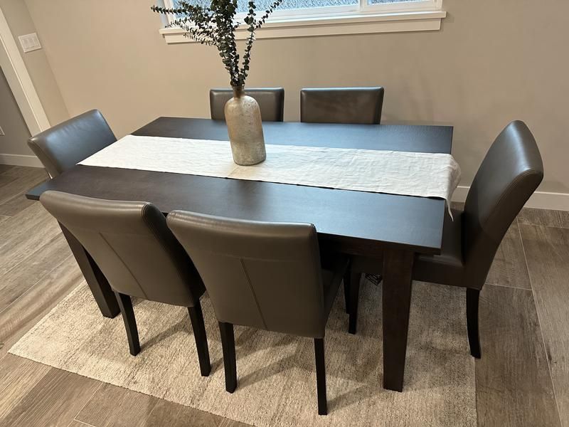 Crate and Barrel table, chairs and hutch