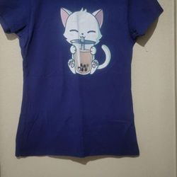 T-shirt Tween/teen Girl Cute Boba Drink Cat Shirt S/M